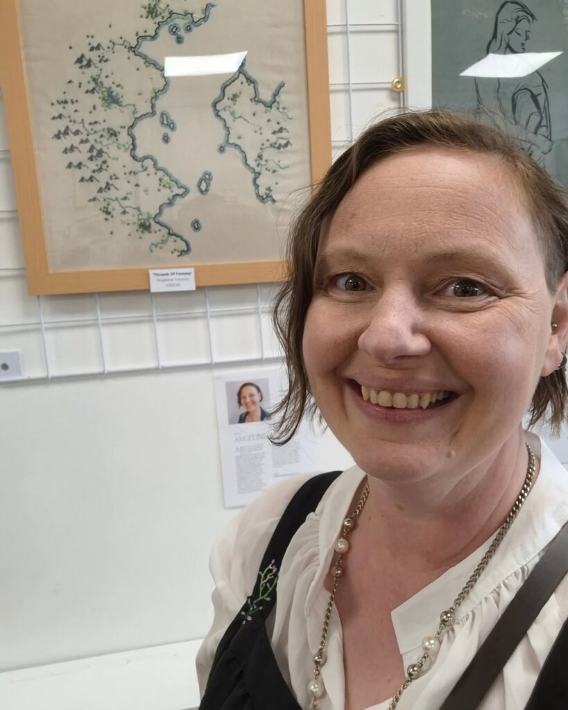 Angeline Trevena at the Celebrating Creativity exhibition at Coalville CAN.